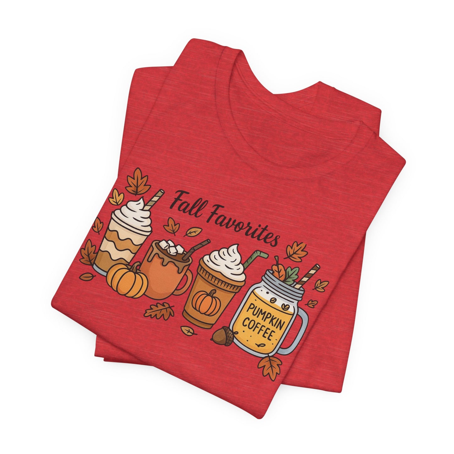 Cozy Fall Favorites Tee | Autumn Shirt, Pumpkin Coffee Top, Unisex Fall T-Shirt, Gift for Coffee Lovers, Seasonal Apparel