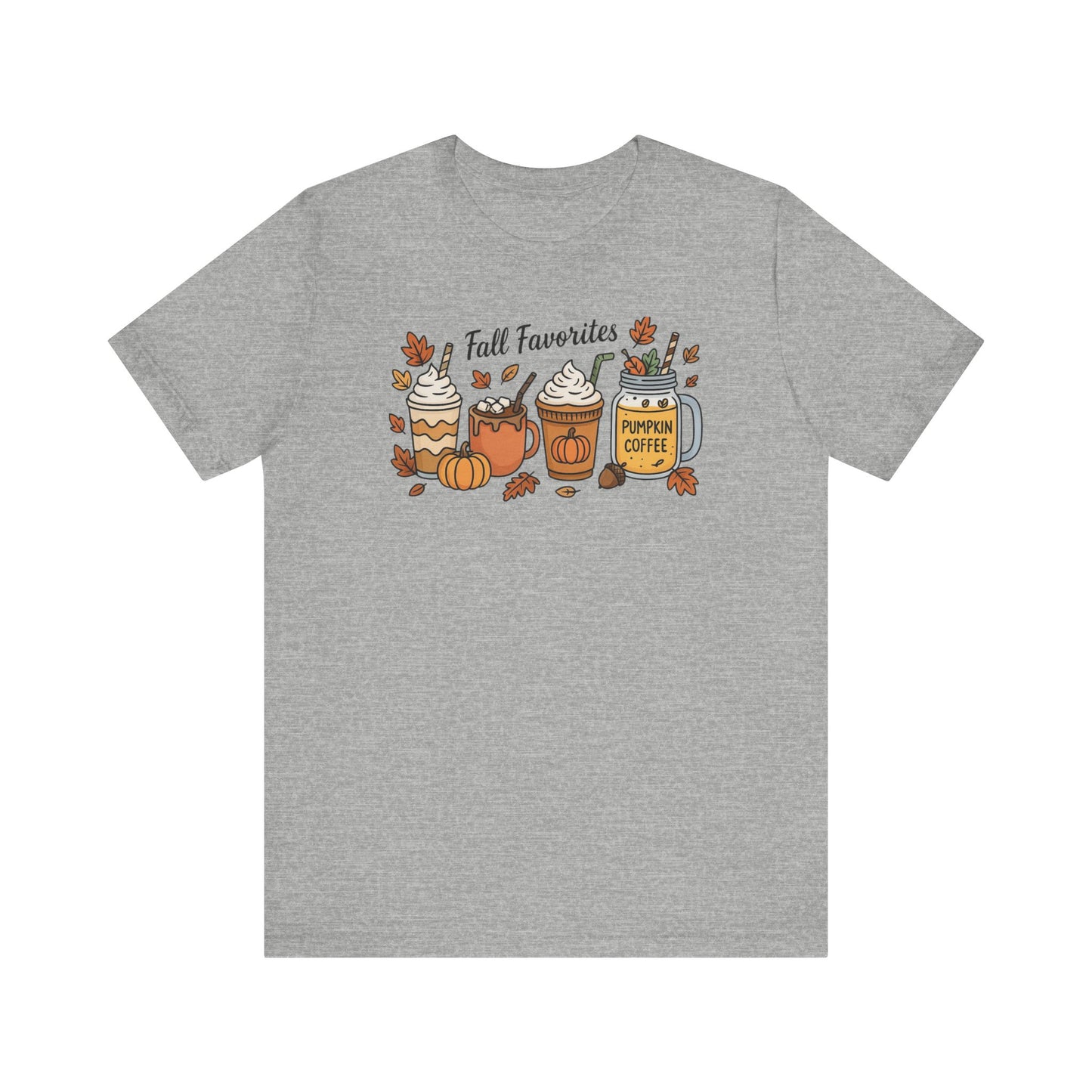 Cozy Fall Favorites Tee | Autumn Shirt, Pumpkin Coffee Top, Unisex Fall T-Shirt, Gift for Coffee Lovers, Seasonal Apparel