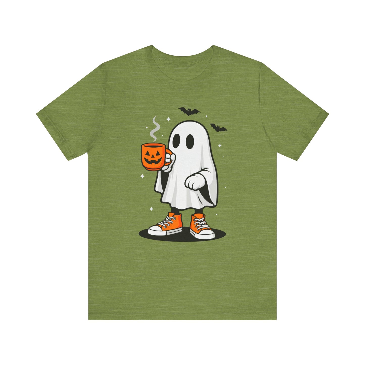Halloween Ghost Graphic Tee, Spooky T-Shirt, Unisex Short Sleeve Shirt, Fall Fashion, Pumpkin Mug Design