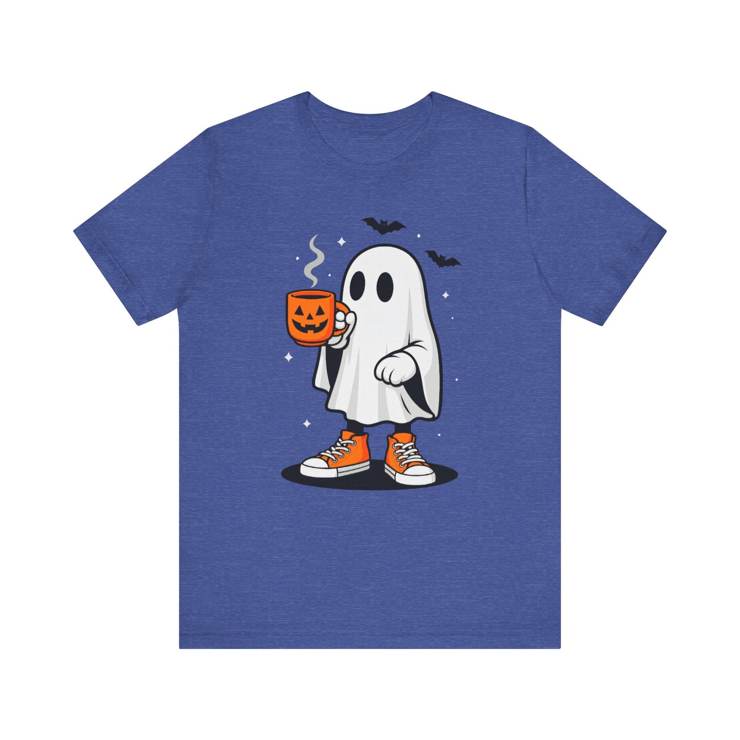 Halloween Ghost Graphic Tee, Spooky T-Shirt, Unisex Short Sleeve Shirt, Fall Fashion, Pumpkin Mug Design