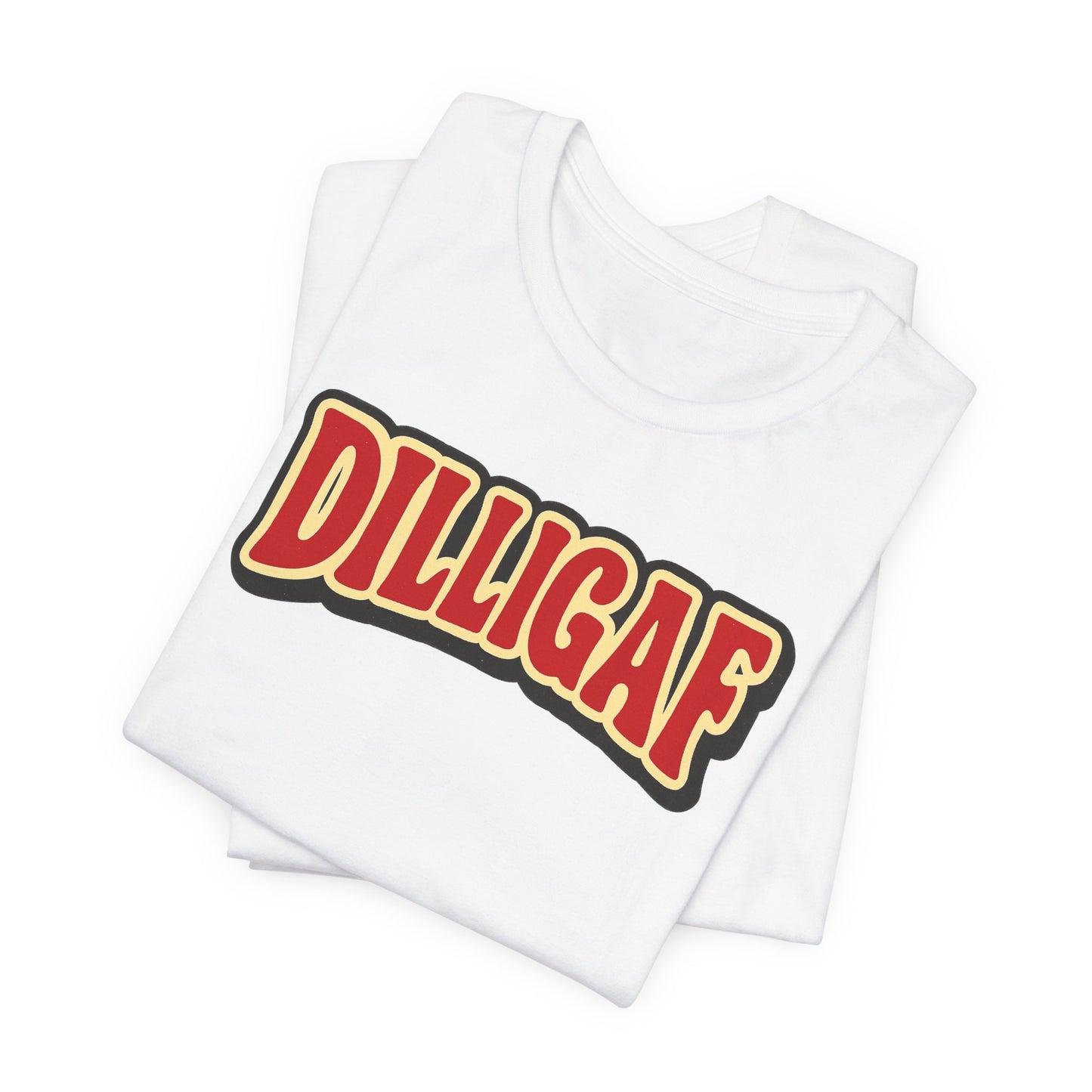 DILLIGAF Unisex Jersey Tee - Casual Fun Shirt for Everyday Wear, Gift Idea for Friends, Party Apparel, Humorous Graphic Tee