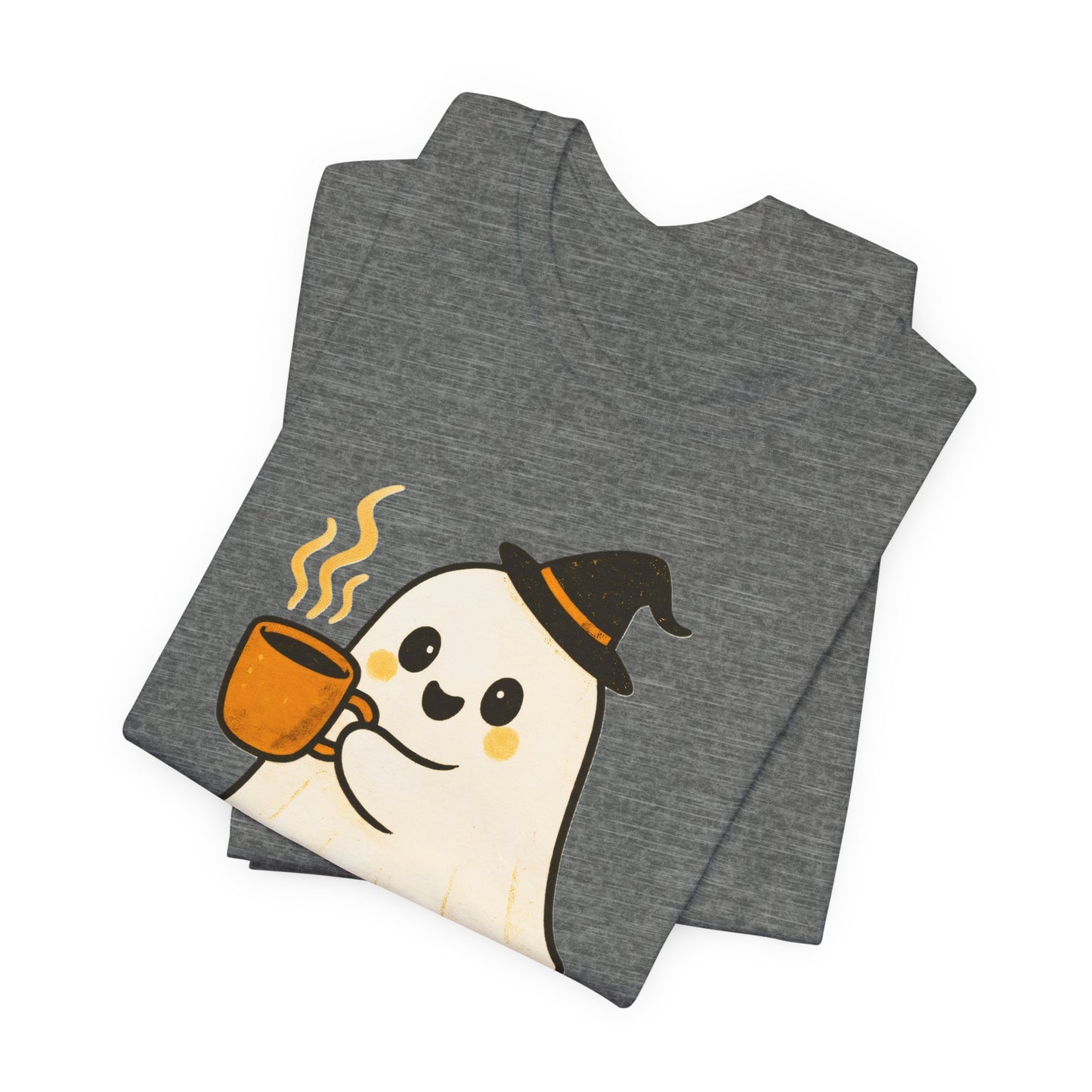 Cute Ghost Coffee Tee, Unisex Halloween Shirt, Funny Pumpkin Spice T-Shirt, Fall Fashion Top, Holiday Gift Idea