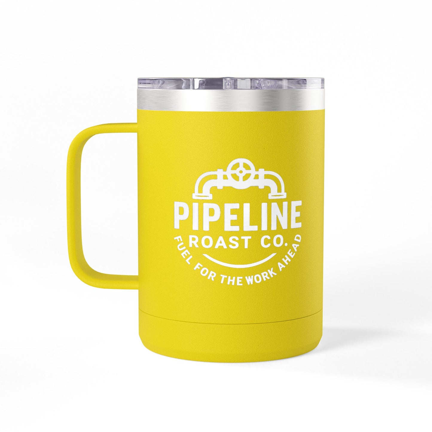 Pipeline Roast Co. 15oz Insulated Coffee Tumbler – Stainless Steel Travel Mug with Handle, Leak-Proof Lid & Double-Wall Vacuum Insulation