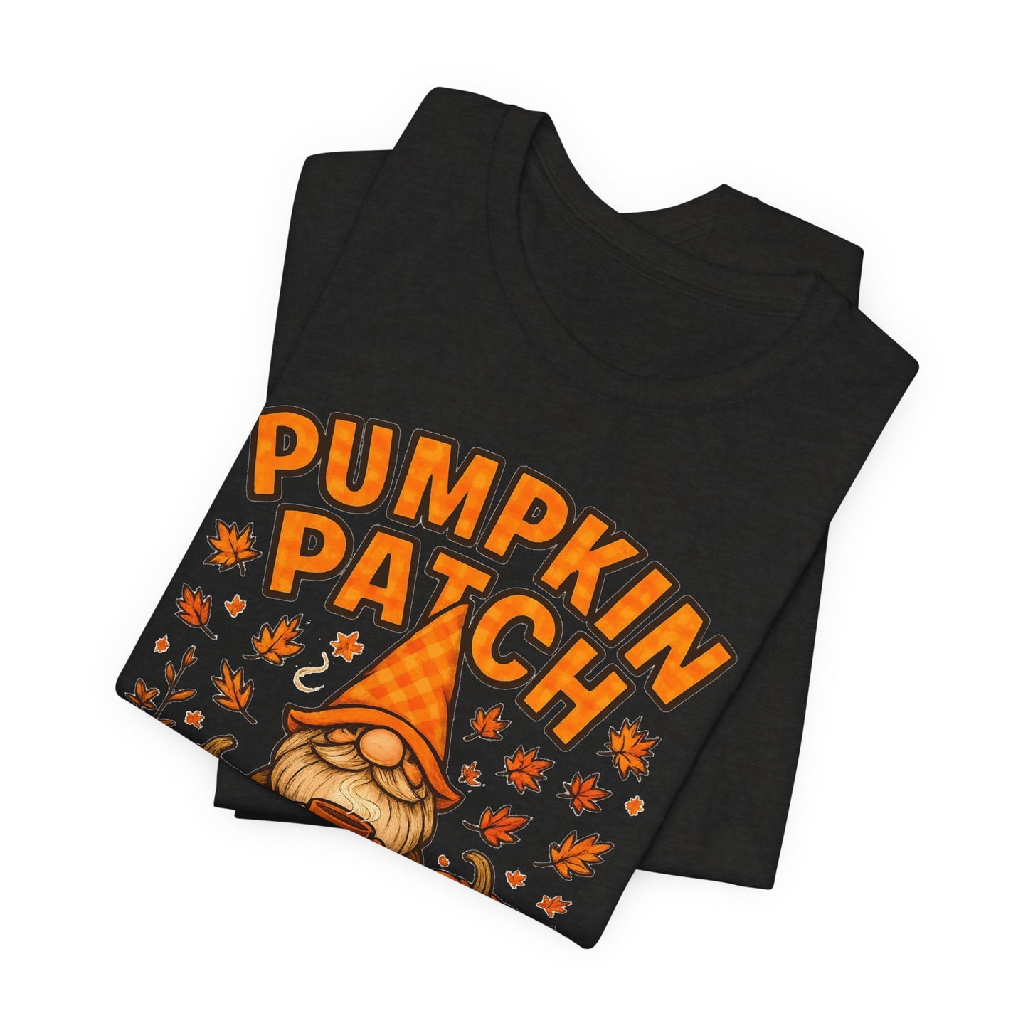 Fall Pumpkin Patch Tee, Cozy Autumn T-Shirt, Seasonal Gnome Shirt, Halloween Fun Apparel, Graphic Tee for Nature Lovers