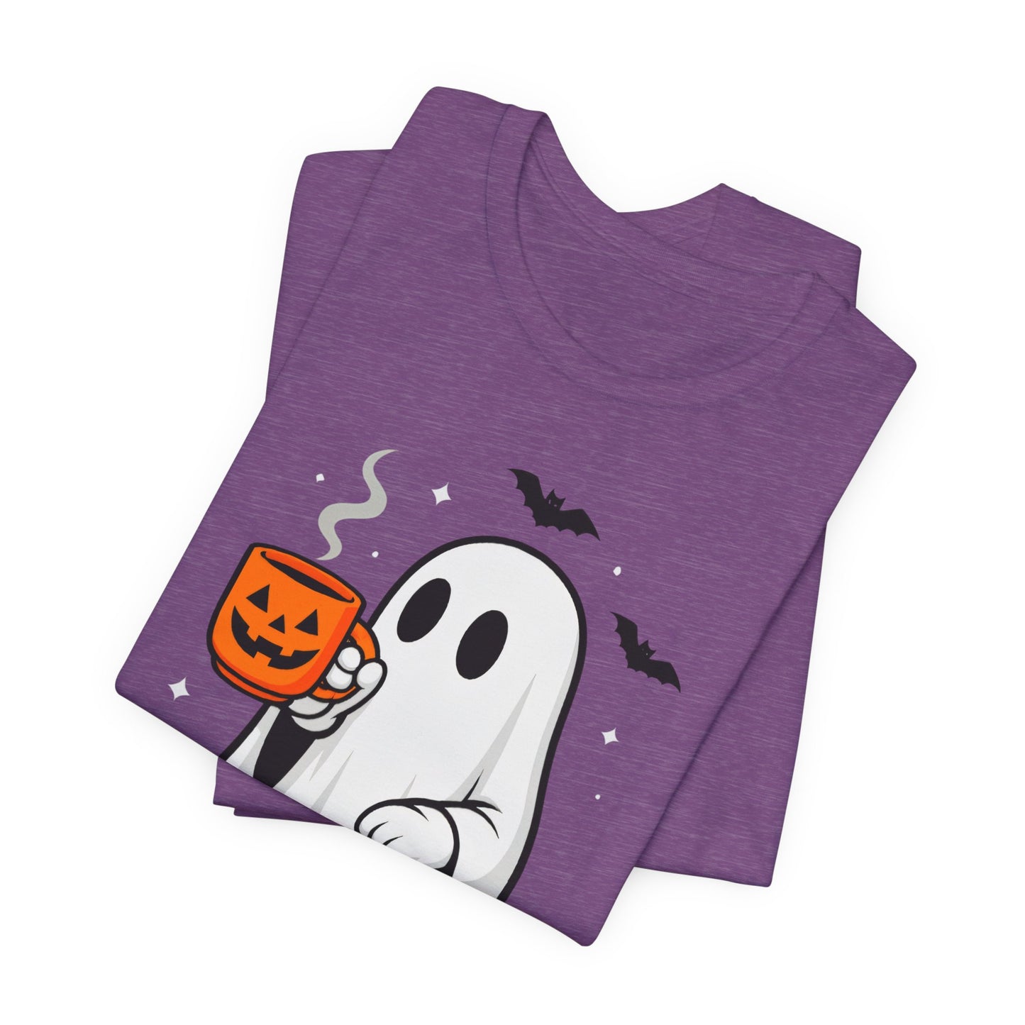 Halloween Ghost Graphic Tee, Spooky T-Shirt, Unisex Short Sleeve Shirt, Fall Fashion, Pumpkin Mug Design