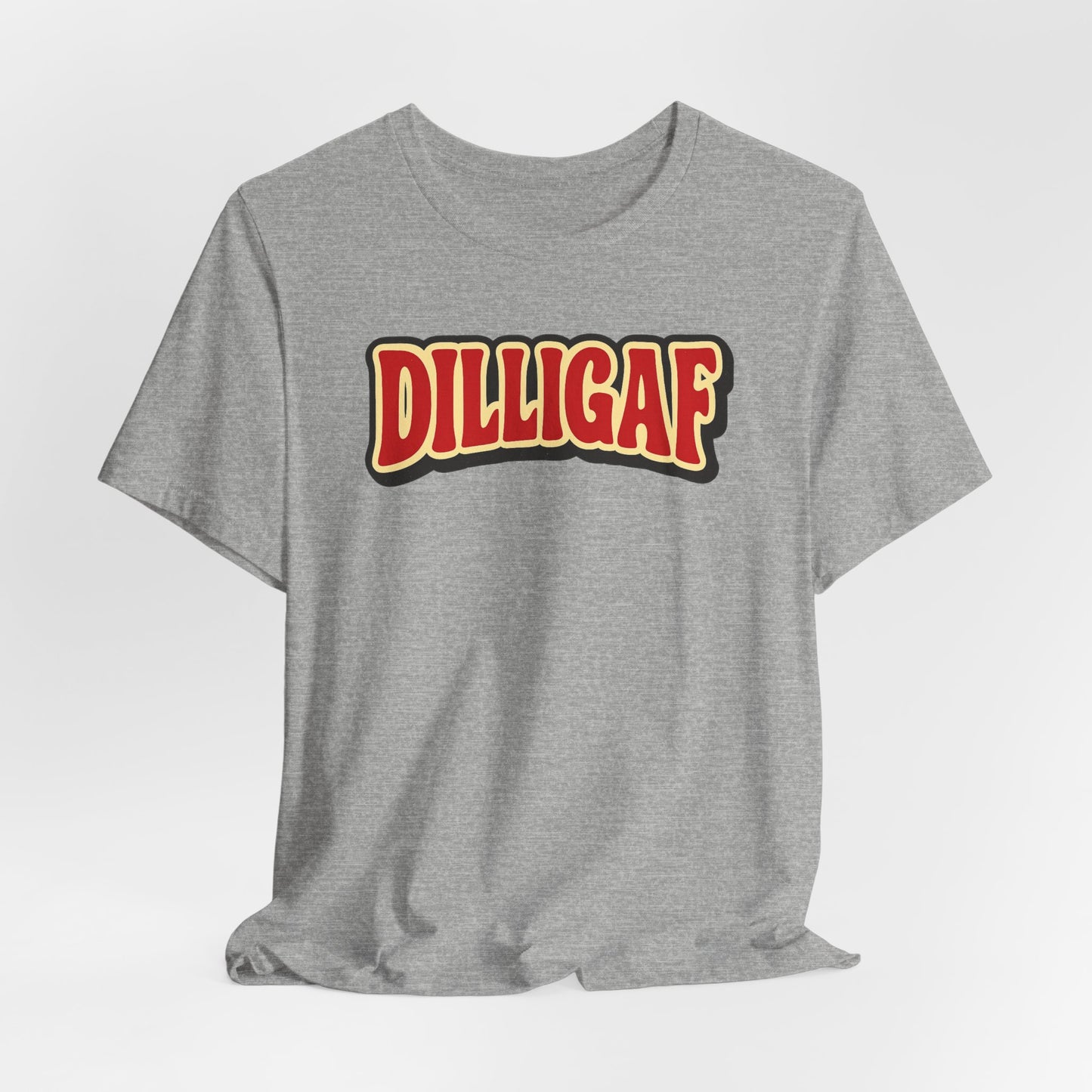 DILLIGAF Unisex Jersey Tee - Casual Fun Shirt for Everyday Wear, Gift Idea for Friends, Party Apparel, Humorous Graphic Tee