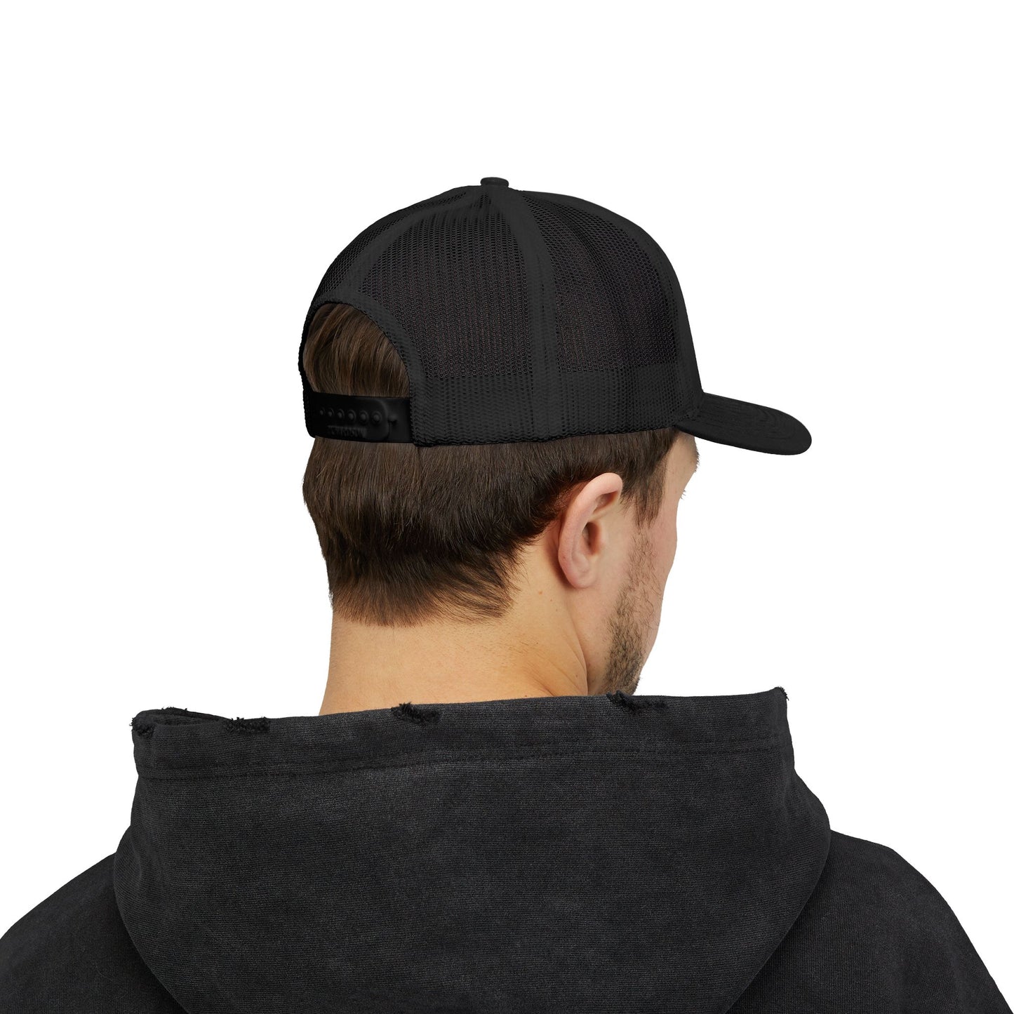 Pipeline Roast Co. Trucker Hat – Snapback Mesh Back Cap with Embroidered Logo, Adjustable Mid-Profile Design