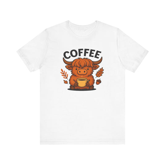 Coffee Lover’s Unisex Tee | Cute Cow Design | Perfect for Casual Gatherings, Birthdays, Coffee Lovers, Gifts