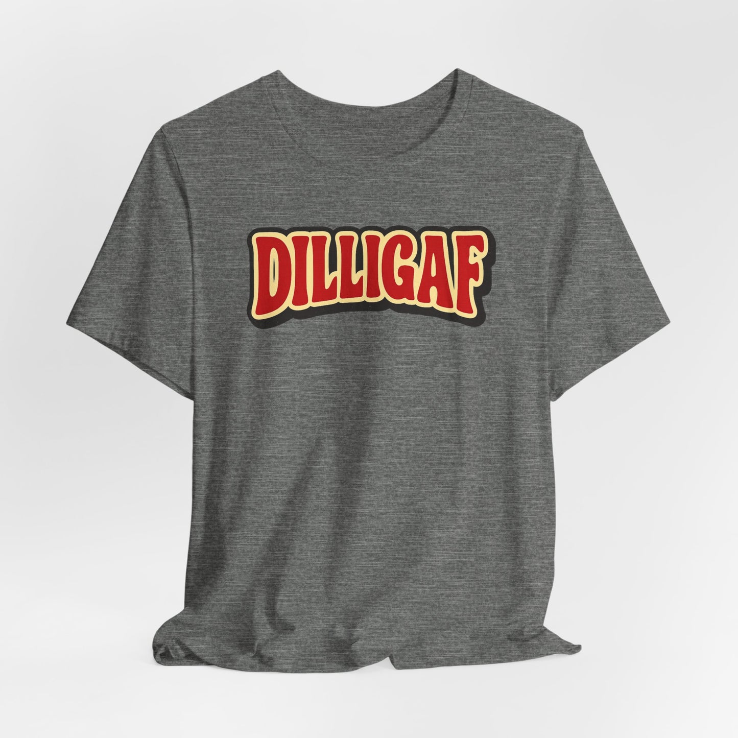 DILLIGAF Unisex Jersey Tee - Casual Fun Shirt for Everyday Wear, Gift Idea for Friends, Party Apparel, Humorous Graphic Tee