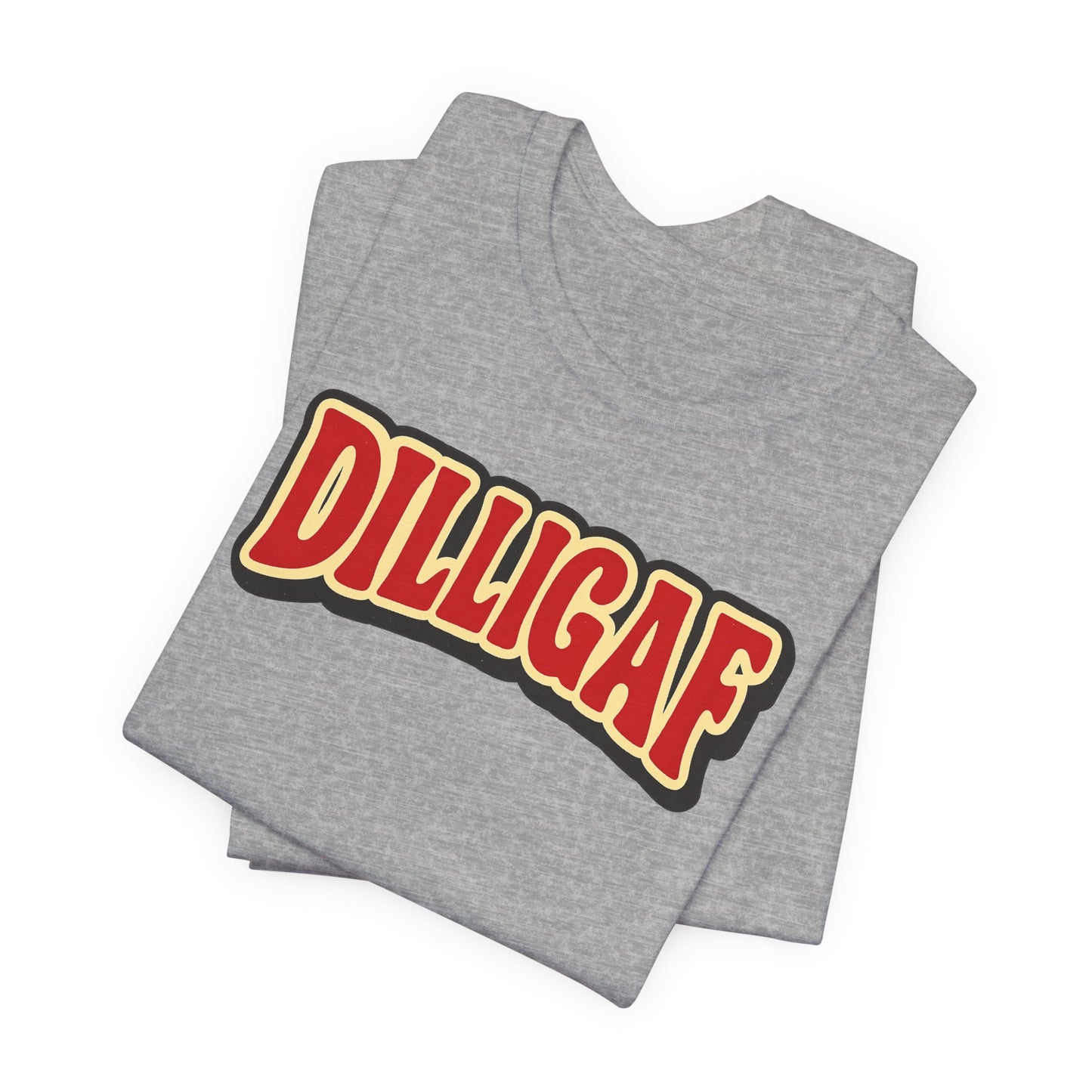 DILLIGAF Unisex Jersey Tee - Casual Fun Shirt for Everyday Wear, Gift Idea for Friends, Party Apparel, Humorous Graphic Tee