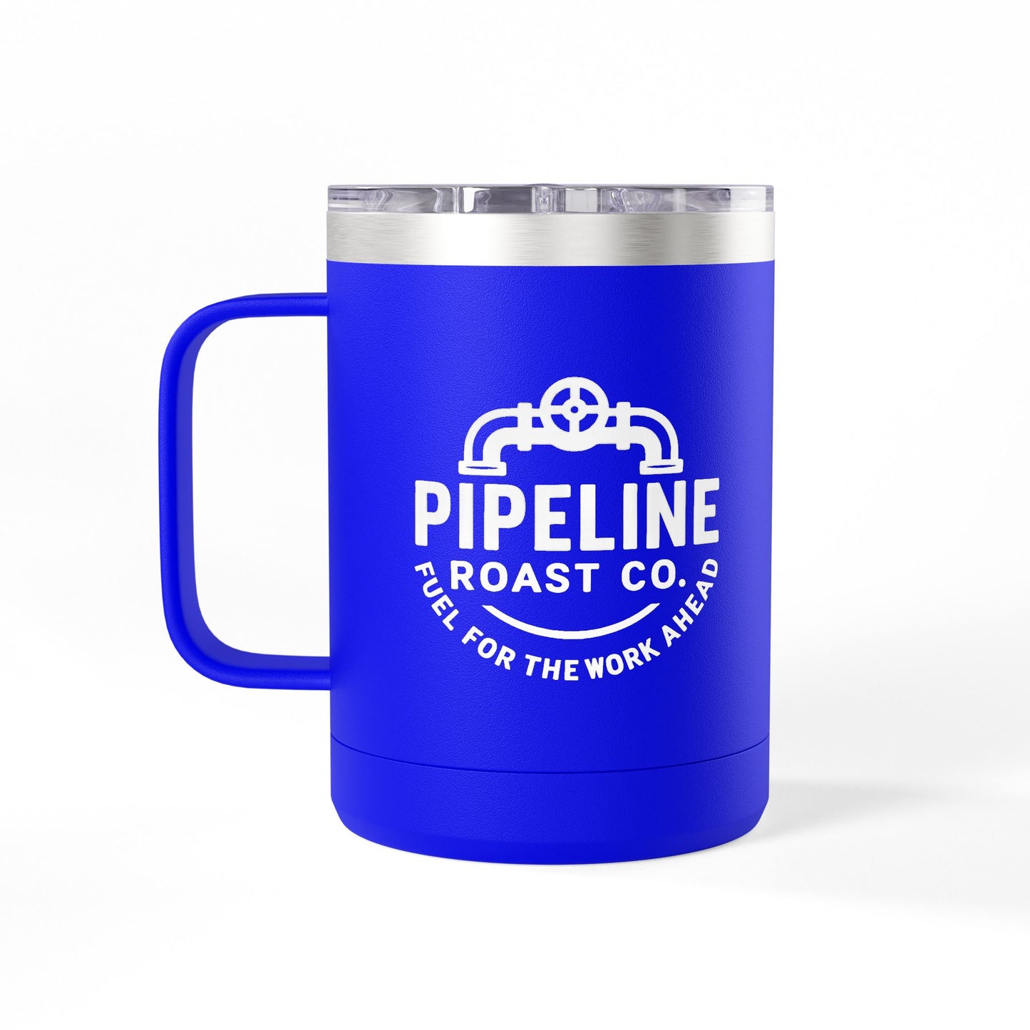 Pipeline Roast Co. 15oz Insulated Coffee Tumbler – Stainless Steel Travel Mug with Handle, Leak-Proof Lid & Double-Wall Vacuum Insulation