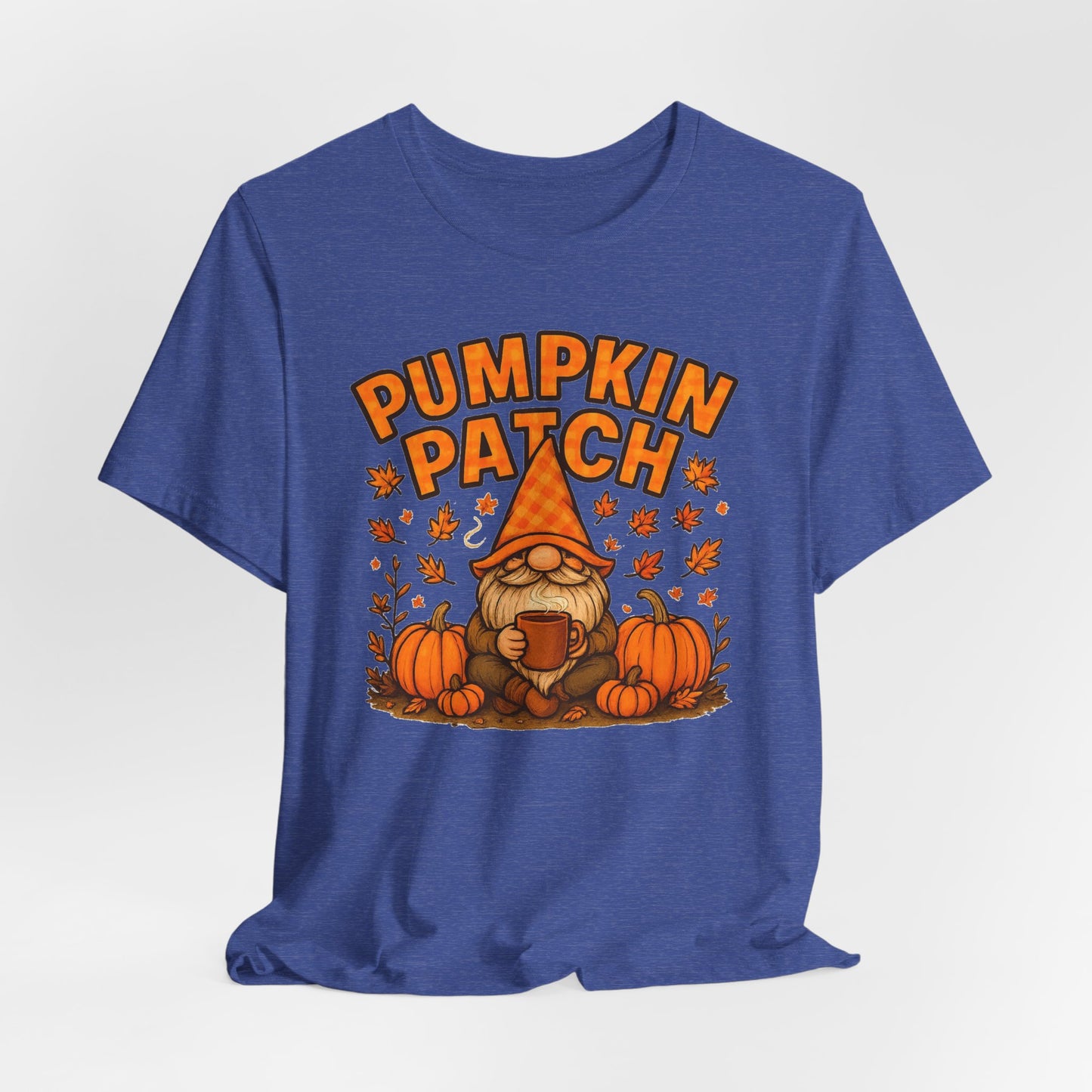 Fall Pumpkin Patch Tee, Cozy Autumn T-Shirt, Seasonal Gnome Shirt, Halloween Fun Apparel, Graphic Tee for Nature Lovers