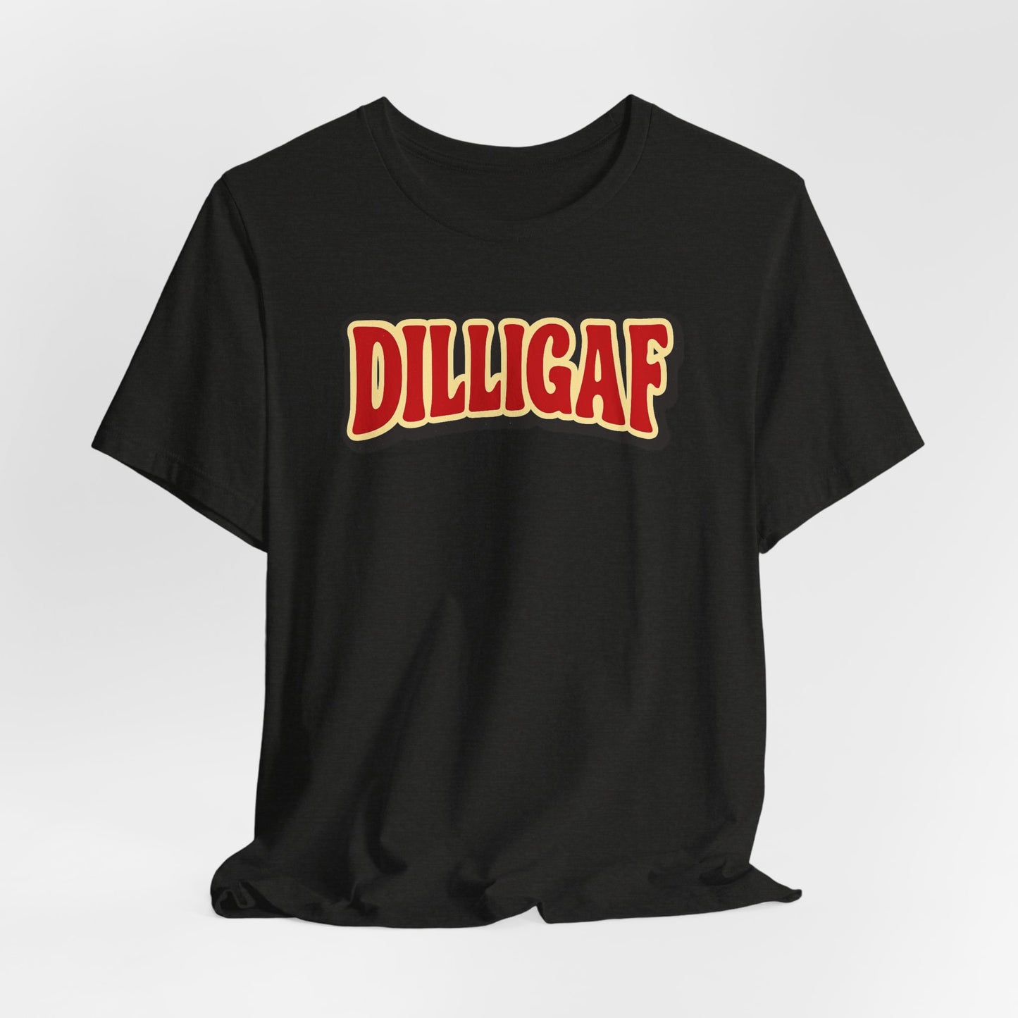 DILLIGAF Unisex Jersey Tee - Casual Fun Shirt for Everyday Wear, Gift Idea for Friends, Party Apparel, Humorous Graphic Tee