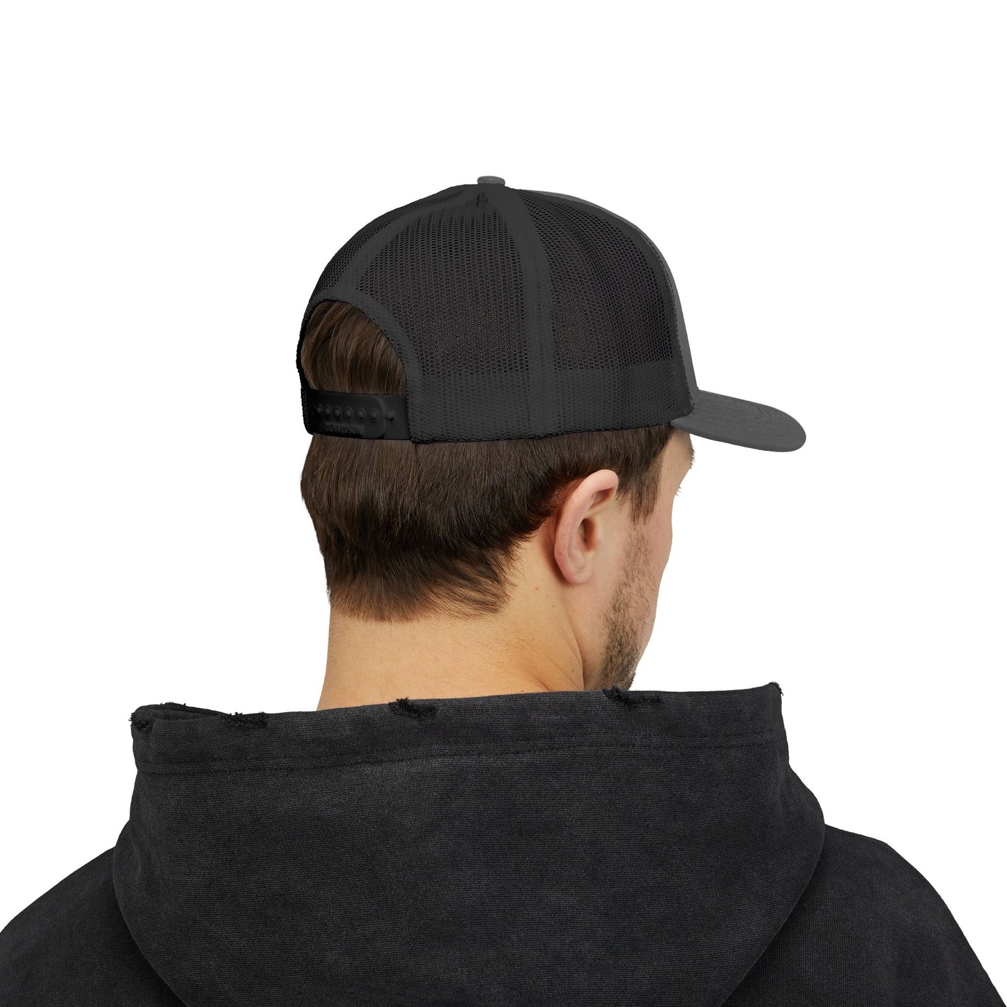Pipeline Roast Co. Trucker Hat – Snapback Mesh Back Cap with Embroidered Logo, Adjustable Mid-Profile Design