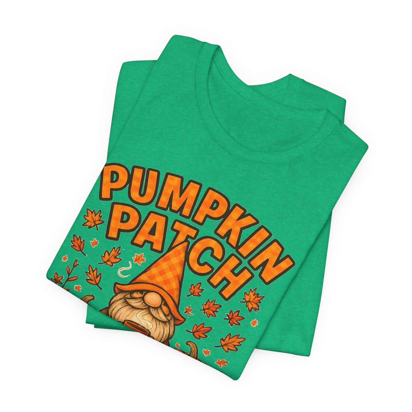 Fall Pumpkin Patch Tee, Cozy Autumn T-Shirt, Seasonal Gnome Shirt, Halloween Fun Apparel, Graphic Tee for Nature Lovers