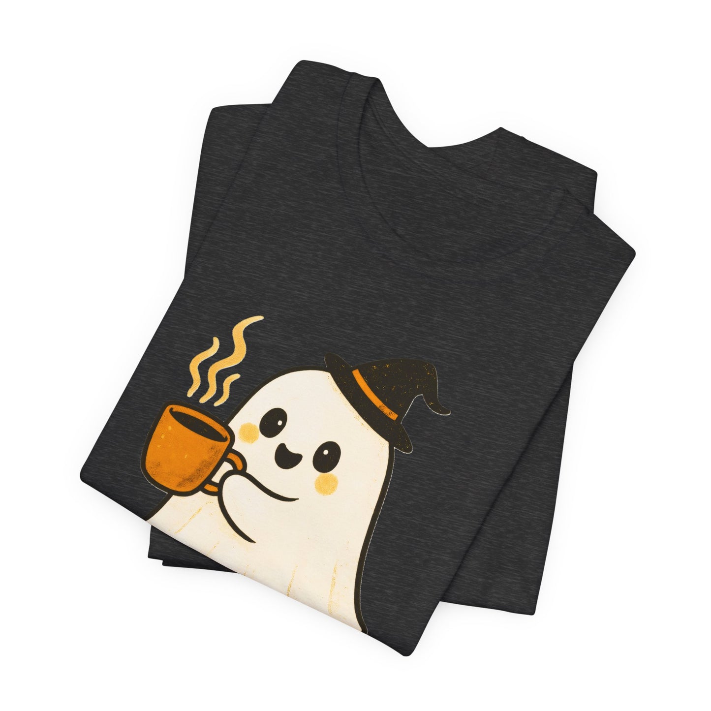 Cute Ghost Coffee Tee, Unisex Halloween Shirt, Funny Pumpkin Spice T-Shirt, Fall Fashion Top, Holiday Gift Idea
