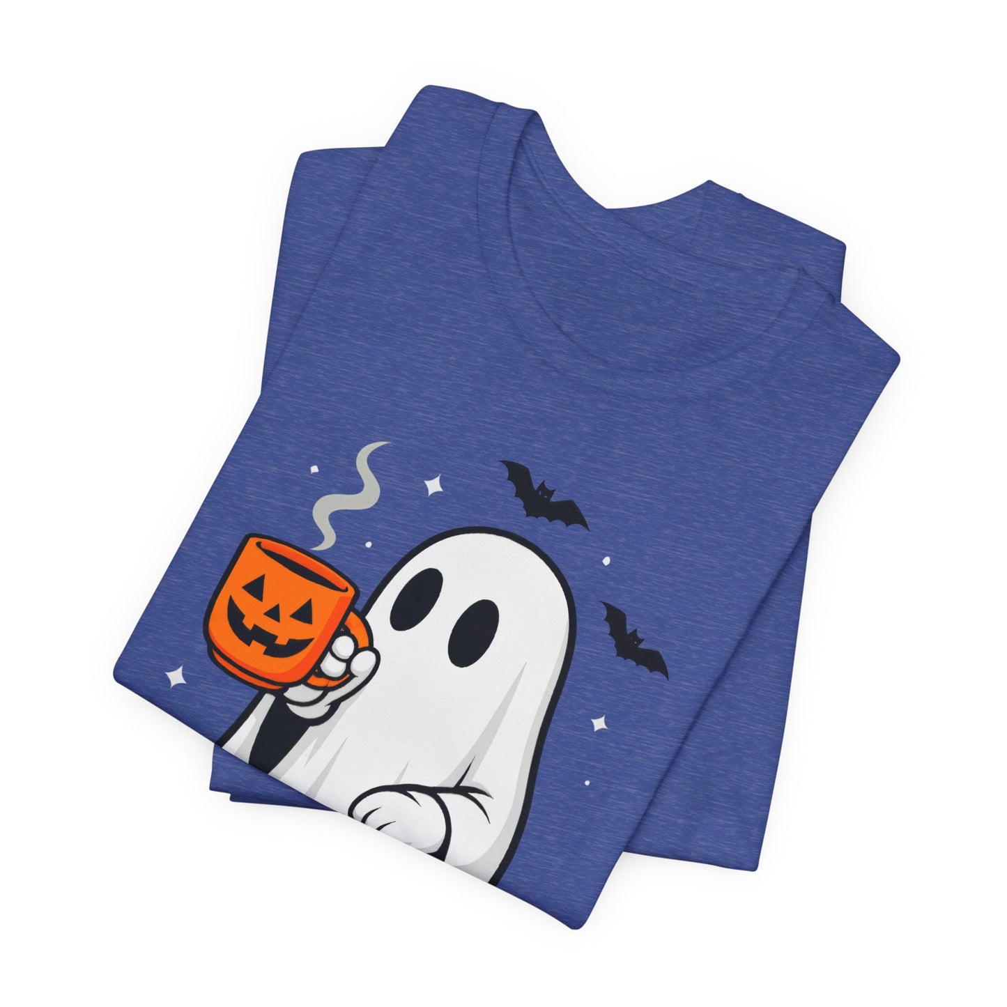 Halloween Ghost Graphic Tee, Spooky T-Shirt, Unisex Short Sleeve Shirt, Fall Fashion, Pumpkin Mug Design