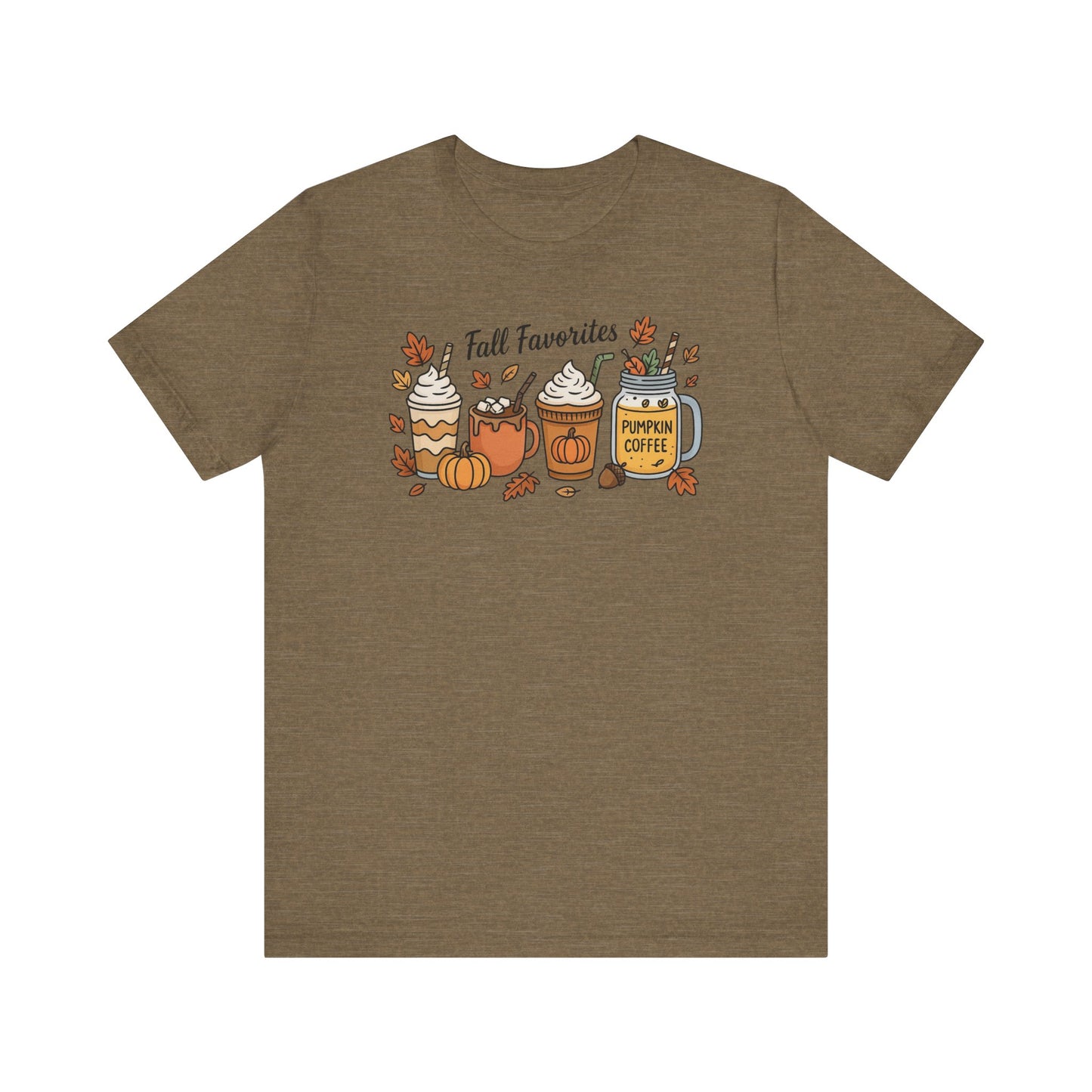 Cozy Fall Favorites Tee | Autumn Shirt, Pumpkin Coffee Top, Unisex Fall T-Shirt, Gift for Coffee Lovers, Seasonal Apparel