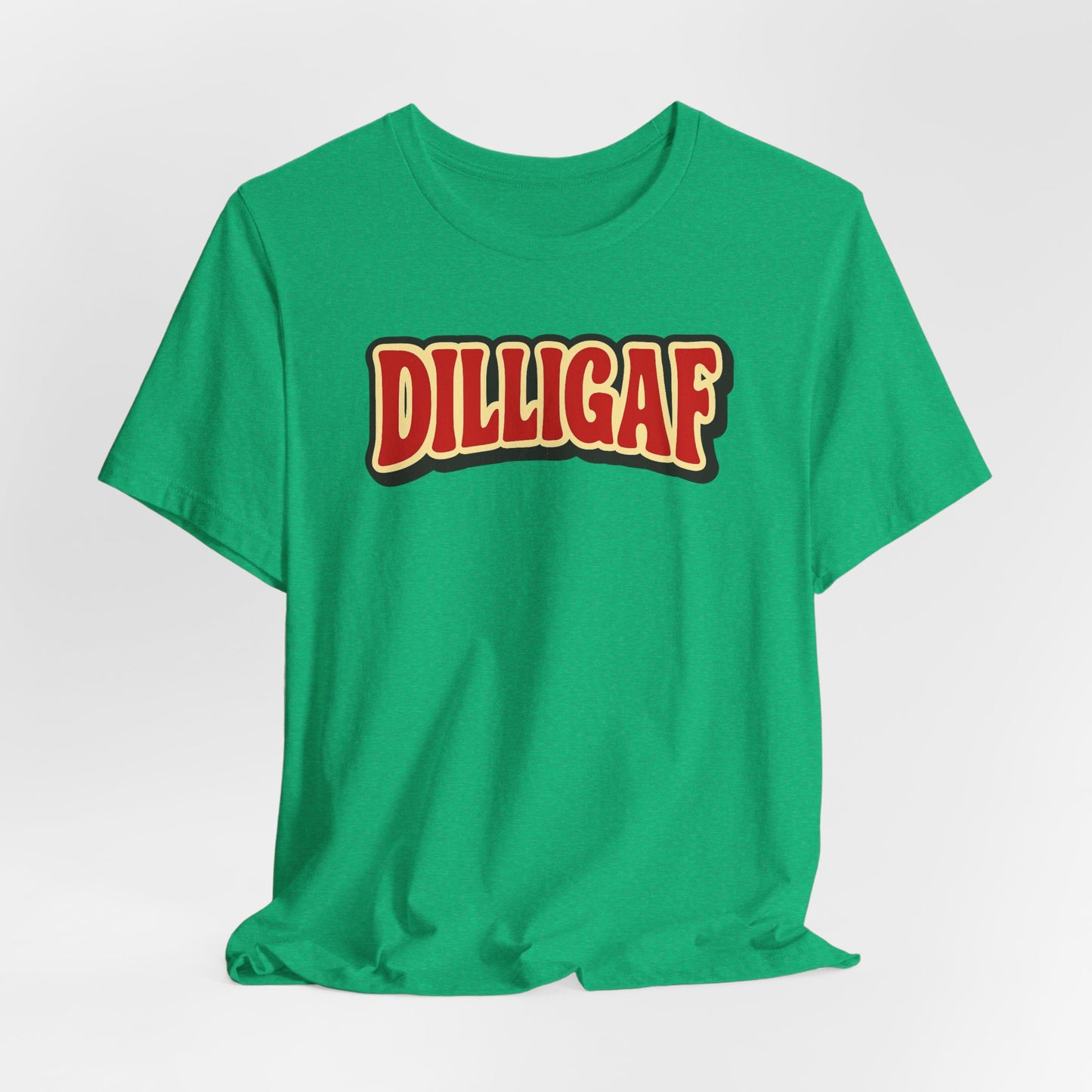 DILLIGAF Unisex Jersey Tee - Casual Fun Shirt for Everyday Wear, Gift Idea for Friends, Party Apparel, Humorous Graphic Tee