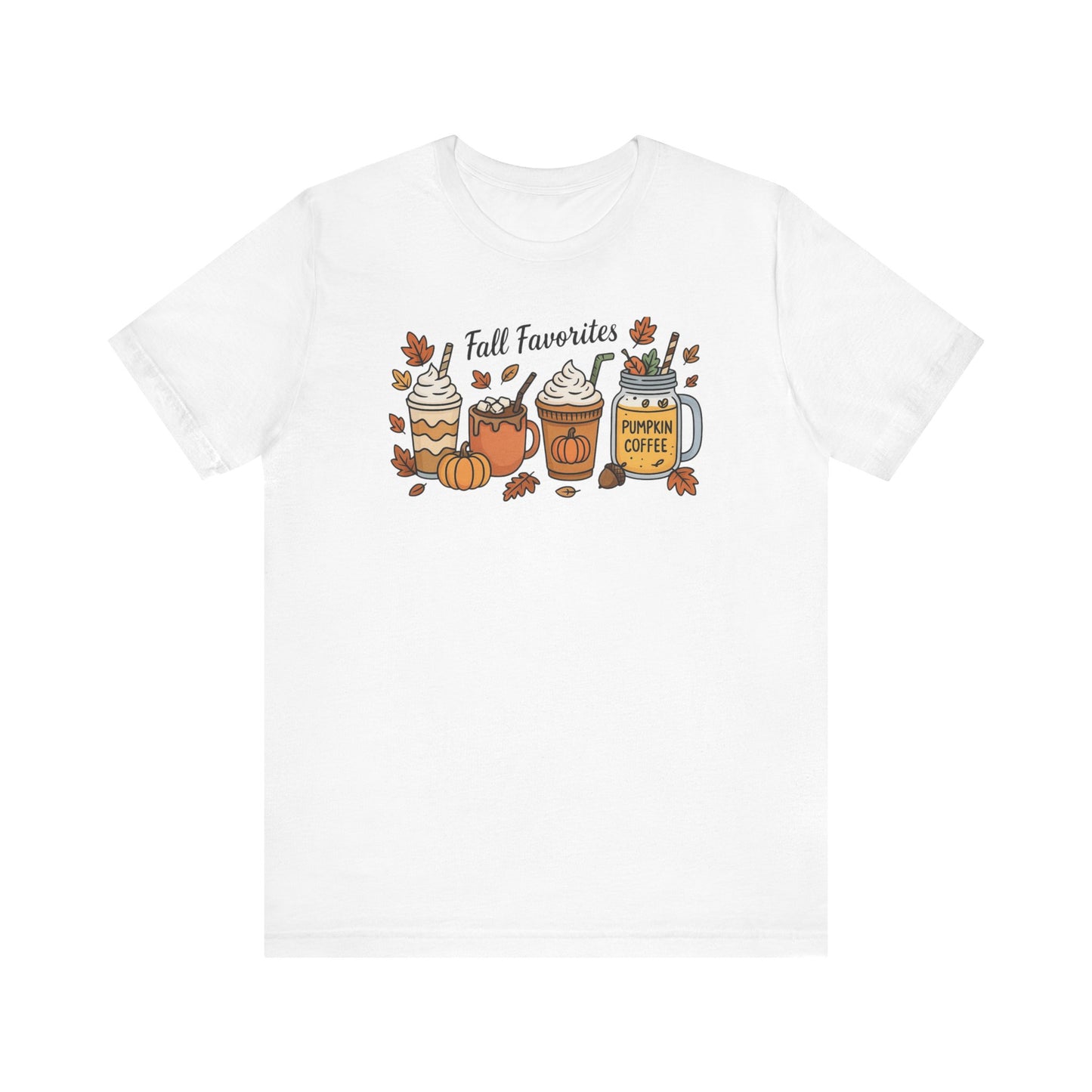 Cozy Fall Favorites Tee | Autumn Shirt, Pumpkin Coffee Top, Unisex Fall T-Shirt, Gift for Coffee Lovers, Seasonal Apparel