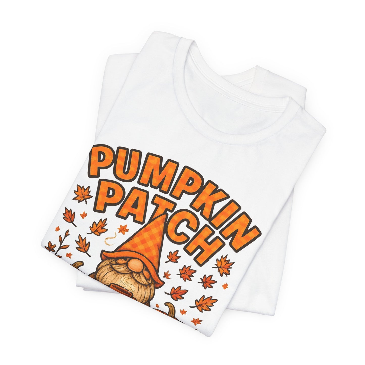 Fall Pumpkin Patch Tee, Cozy Autumn T-Shirt, Seasonal Gnome Shirt, Halloween Fun Apparel, Graphic Tee for Nature Lovers
