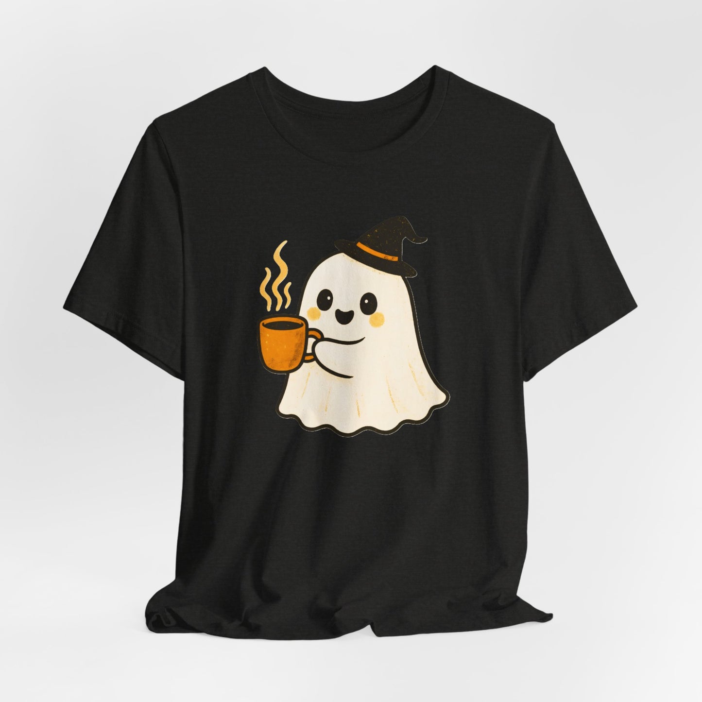 Cute Ghost Coffee Tee, Unisex Halloween Shirt, Funny Pumpkin Spice T-Shirt, Fall Fashion Top, Holiday Gift Idea