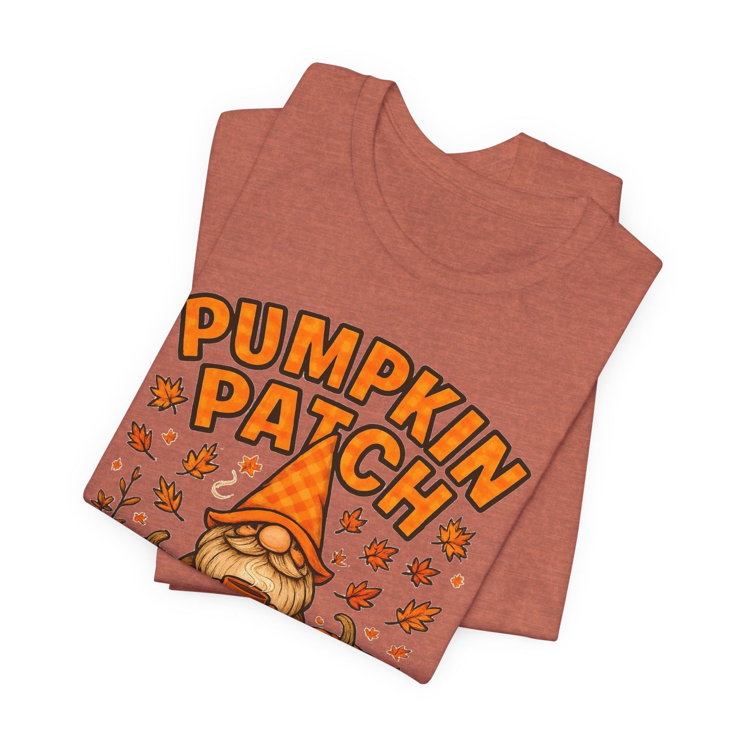 Fall Pumpkin Patch Tee, Cozy Autumn T-Shirt, Seasonal Gnome Shirt, Halloween Fun Apparel, Graphic Tee for Nature Lovers