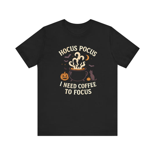 Hocus Pocus Coffee Tee, Cute Halloween Shirt for Coffee Lovers, Spooky T-Shirt, Fall Fashion, Gift for Witchy Friends
