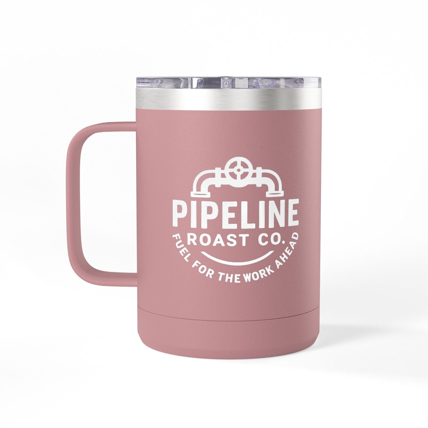Pipeline Roast Co. 15oz Insulated Coffee Tumbler – Stainless Steel Travel Mug with Handle, Leak-Proof Lid & Double-Wall Vacuum Insulation