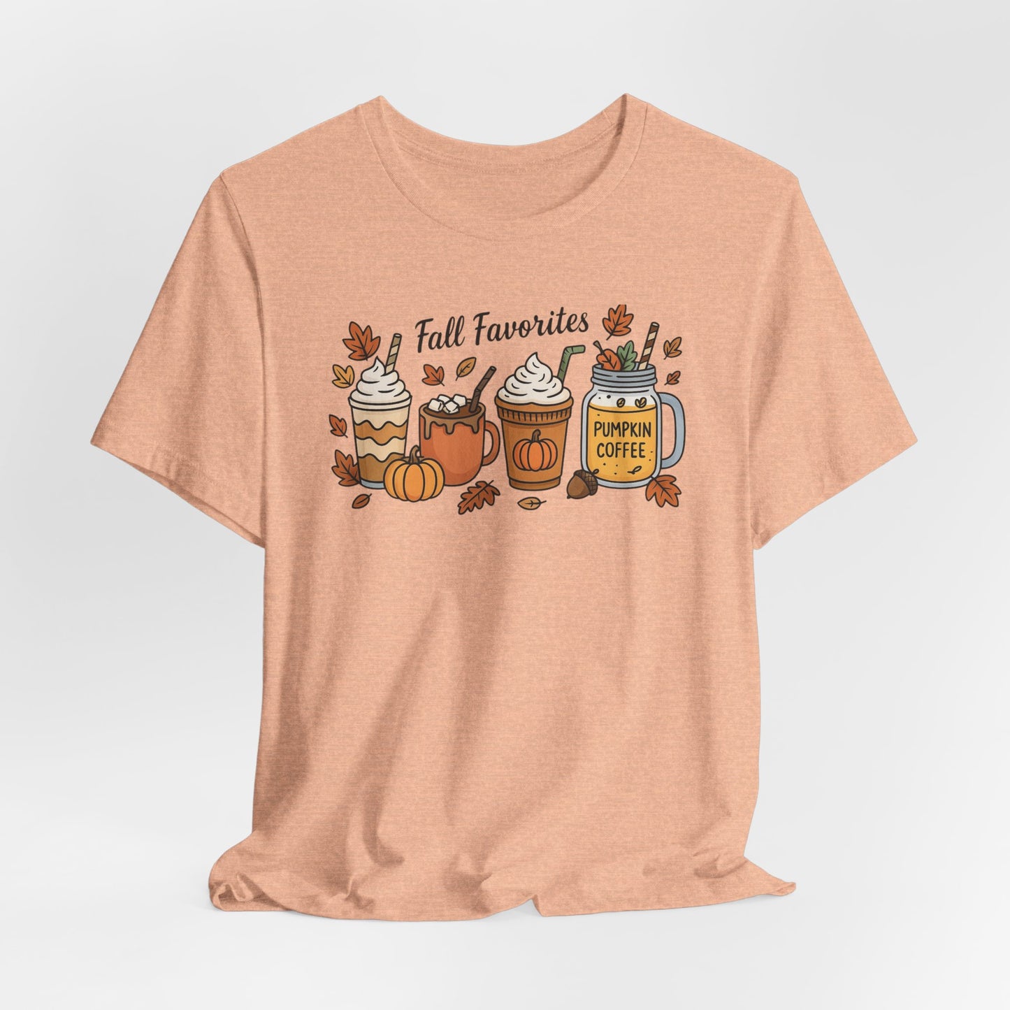 Cozy Fall Favorites Tee | Autumn Shirt, Pumpkin Coffee Top, Unisex Fall T-Shirt, Gift for Coffee Lovers, Seasonal Apparel