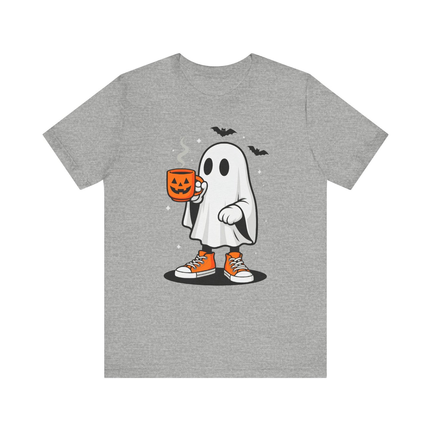 Halloween Ghost Graphic Tee, Spooky T-Shirt, Unisex Short Sleeve Shirt, Fall Fashion, Pumpkin Mug Design