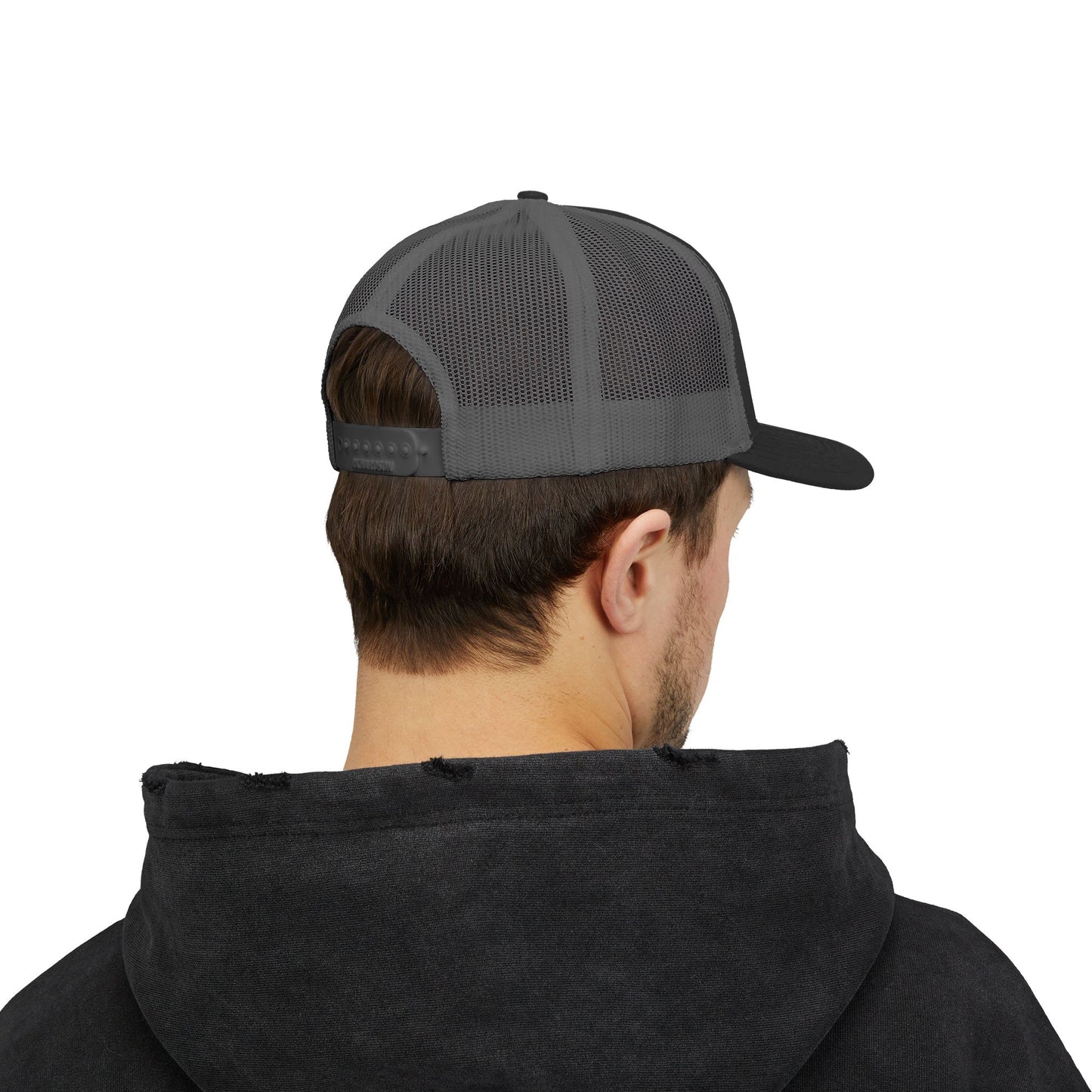 Pipeline Roast Co. Trucker Hat – Snapback Mesh Back Cap with Embroidered Logo, Adjustable Mid-Profile Design