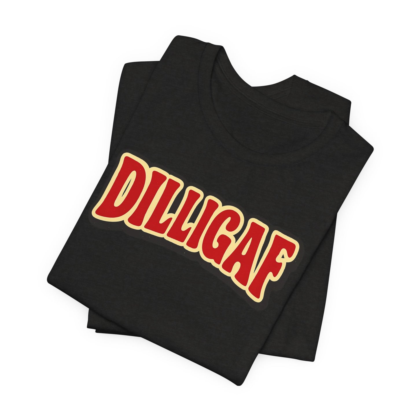 DILLIGAF Unisex Jersey Tee - Casual Fun Shirt for Everyday Wear, Gift Idea for Friends, Party Apparel, Humorous Graphic Tee