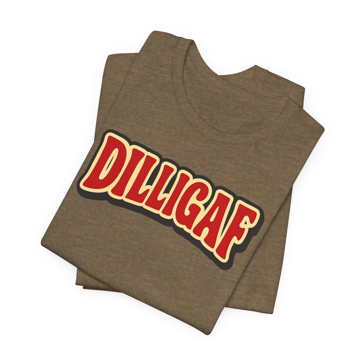 DILLIGAF Unisex Jersey Tee - Casual Fun Shirt for Everyday Wear, Gift Idea for Friends, Party Apparel, Humorous Graphic Tee