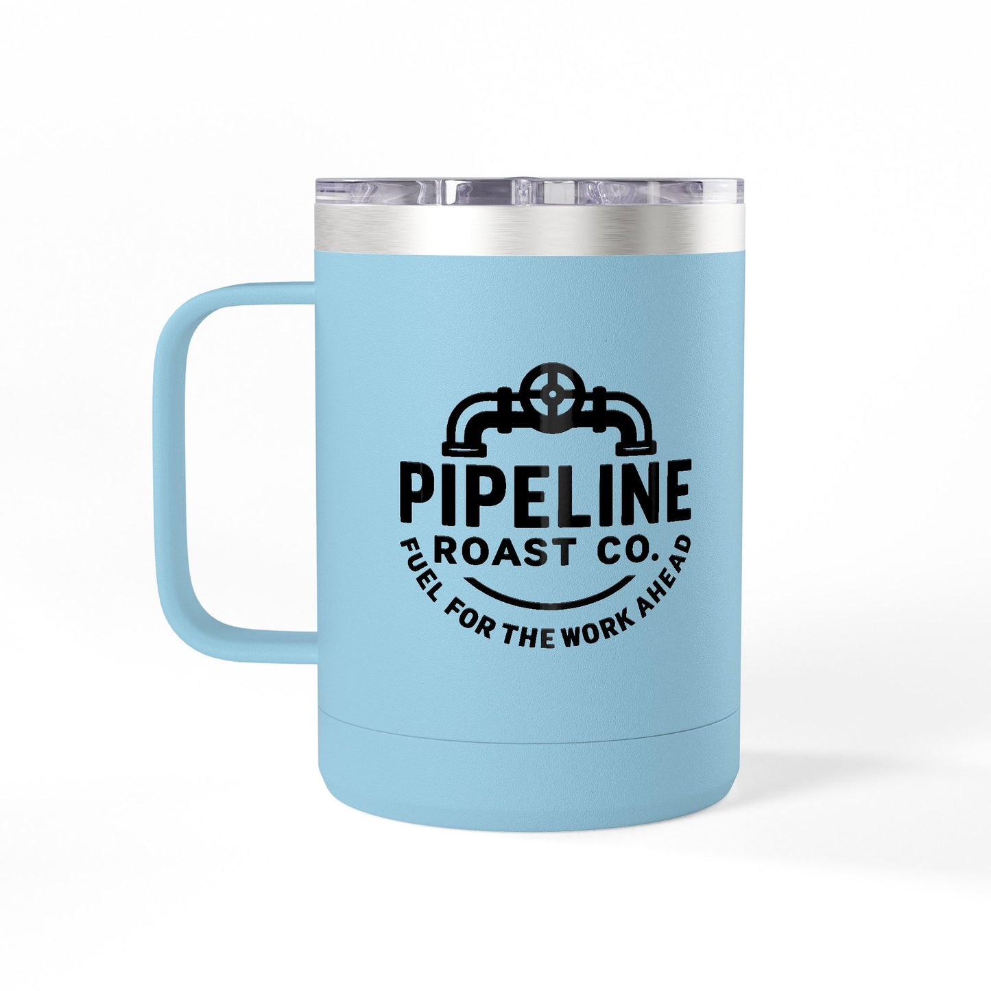 Pipeline Roast Co. 15oz Insulated Coffee Tumbler – Stainless Steel Travel Mug with Handle, Leak-Proof Lid & Double-Wall Vacuum Insulation