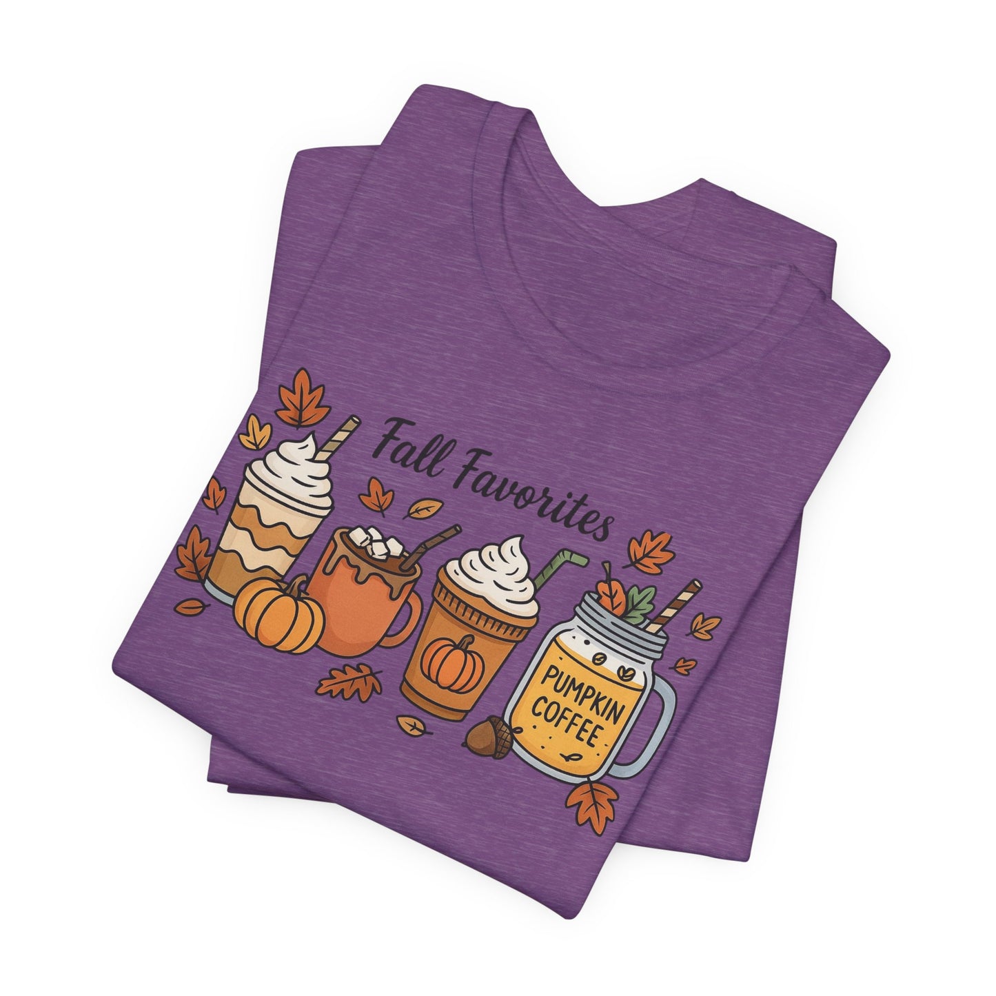 Cozy Fall Favorites Tee | Autumn Shirt, Pumpkin Coffee Top, Unisex Fall T-Shirt, Gift for Coffee Lovers, Seasonal Apparel