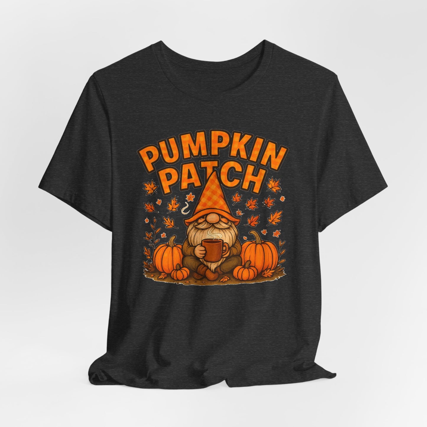 Fall Pumpkin Patch Tee, Cozy Autumn T-Shirt, Seasonal Gnome Shirt, Halloween Fun Apparel, Graphic Tee for Nature Lovers