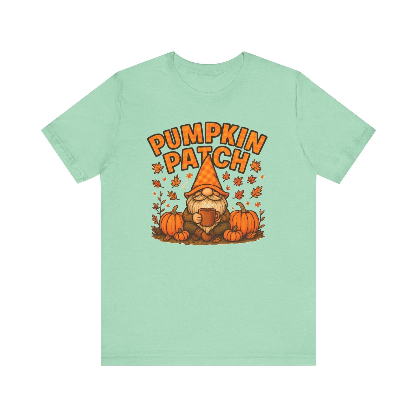 Fall Pumpkin Patch Tee, Cozy Autumn T-Shirt, Seasonal Gnome Shirt, Halloween Fun Apparel, Graphic Tee for Nature Lovers