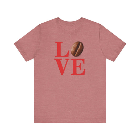 Pipeline Roast Co. LOVE Coffee Bean T-Shirt – Unisex Jersey Short Sleeve Tee for Coffee Lovers