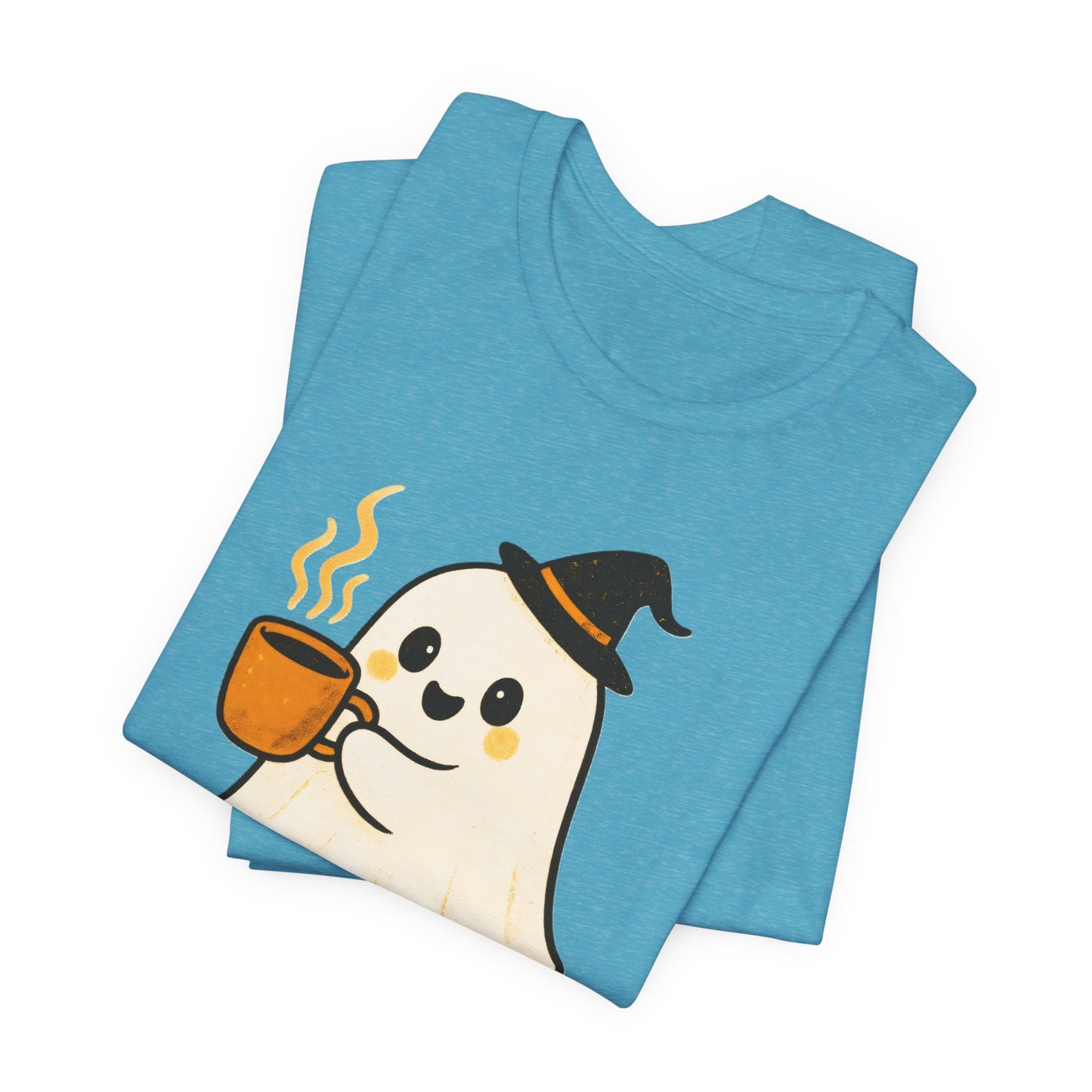 Cute Ghost Coffee Tee, Unisex Halloween Shirt, Funny Pumpkin Spice T-Shirt, Fall Fashion Top, Holiday Gift Idea