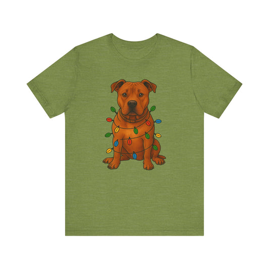Festive Dog Lover Tee, Holiday T-Shirt, Pet Owner Gift, Christmas Apparel, Unisex Short Sleeve Shirt, Cute Dog Shirt