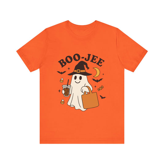 Boo-Jee Coffee Ghost Halloween T-Shirt – Funny Spooky Brew Tee for Coffee Lovers