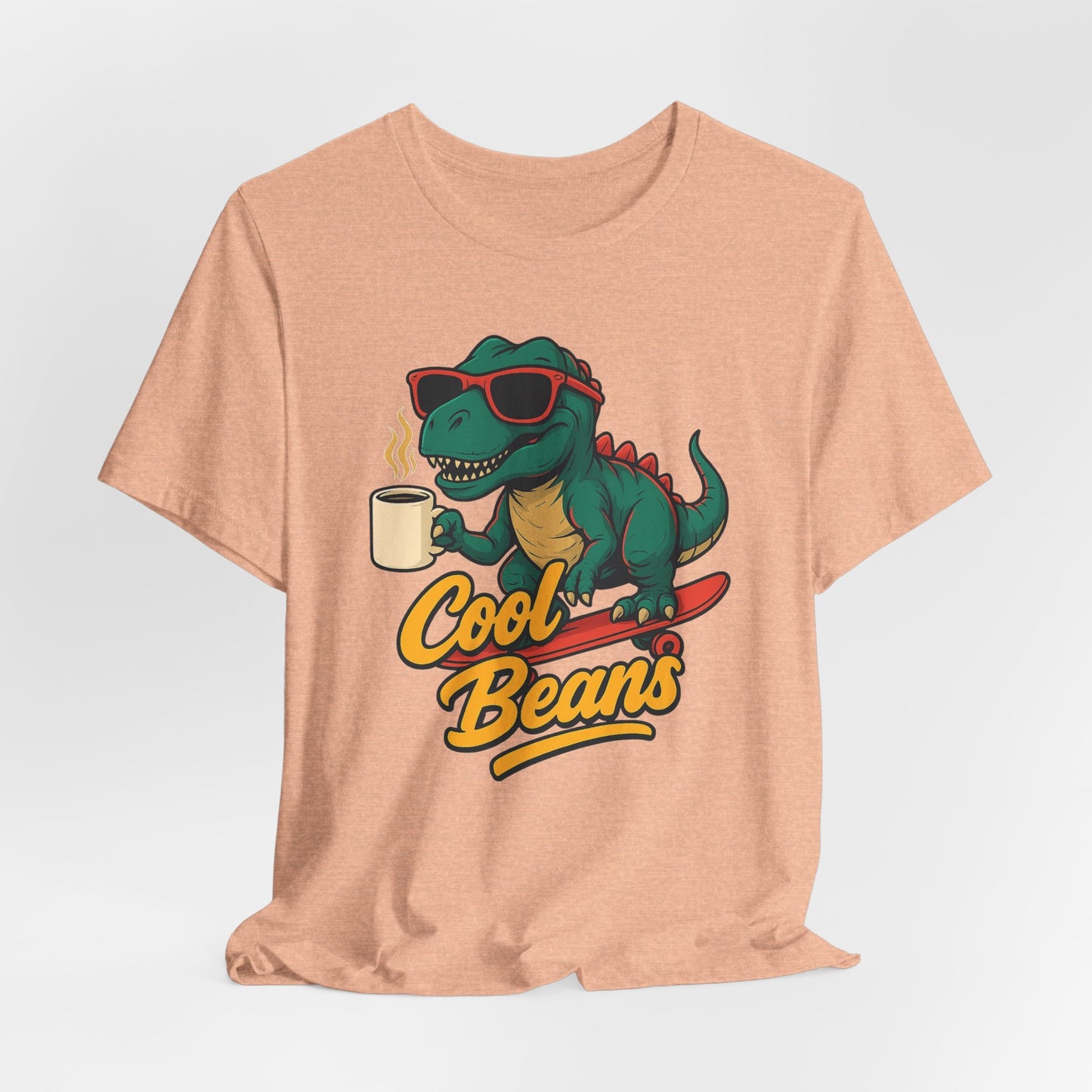 Cool Beans Dino Tee, Fun T-Shirt for Dinosaur Lovers, Casual Wear, Unique Gift Idea for Birthdays, Coffee Enthusiast Gift