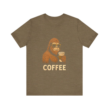 Bigfoot Drinking Coffee T-Shirt – Funny Sasquatch Coffee Tee for Coffee Lovers