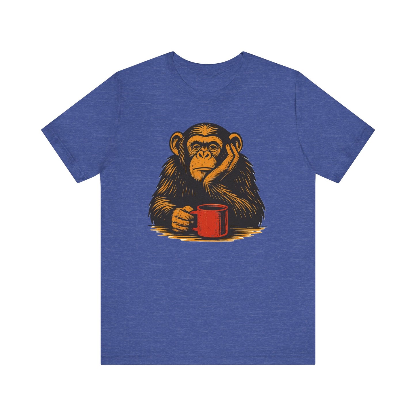 Charming Chimpanzee Coffee Tee, Relaxed Vibes, Gift for Animal Lovers, Everyday Comfort, Perfect for Coffee Lovers