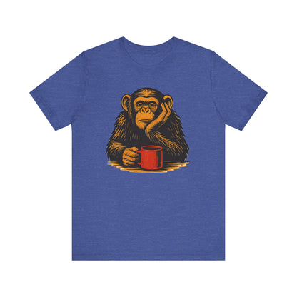 Charming Chimpanzee Coffee Tee, Relaxed Vibes, Gift for Animal Lovers, Everyday Comfort, Perfect for Coffee Lovers