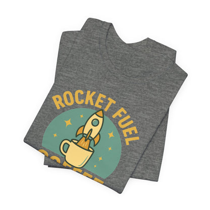 Coffee Lover's Unisex Tee, Rocket Fuel Coffee Shirt, Morning Boost Tee, Barista Gift, Casual Coffee Shirt