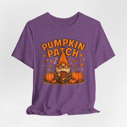 Fall Pumpkin Patch Tee, Cozy Autumn T-Shirt, Seasonal Gnome Shirt, Halloween Fun Apparel, Graphic Tee for Nature Lovers