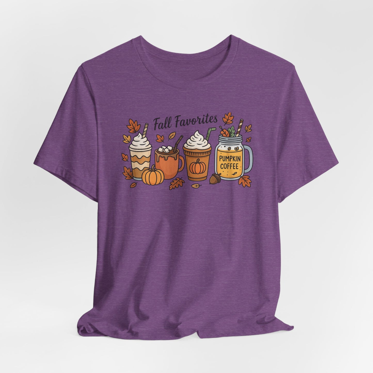 Cozy Fall Favorites Tee | Autumn Shirt, Pumpkin Coffee Top, Unisex Fall T-Shirt, Gift for Coffee Lovers, Seasonal Apparel