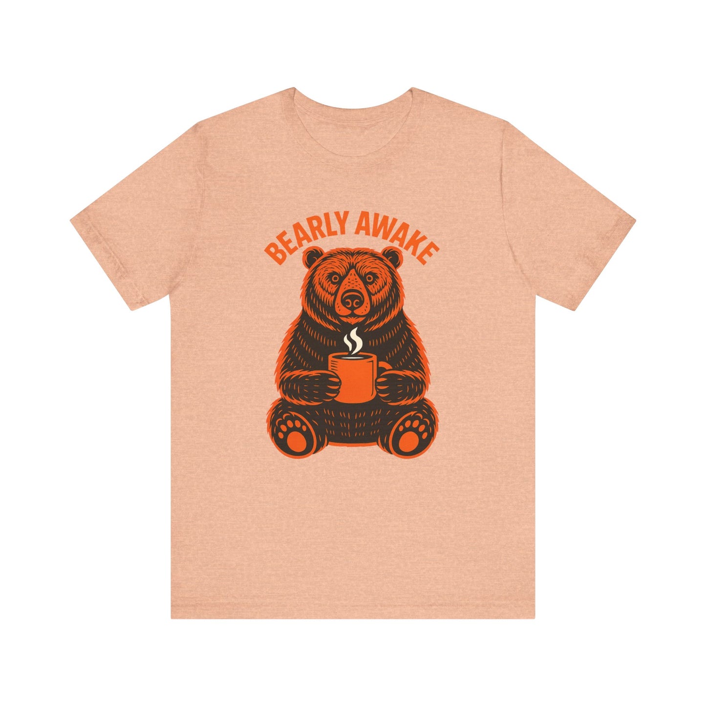 Coffee Lover Bear Tee, Cozy Casual T-Shirt, Perfect Gift for Coffee Enthusiasts, Daily Wear, Bearly Awake Design